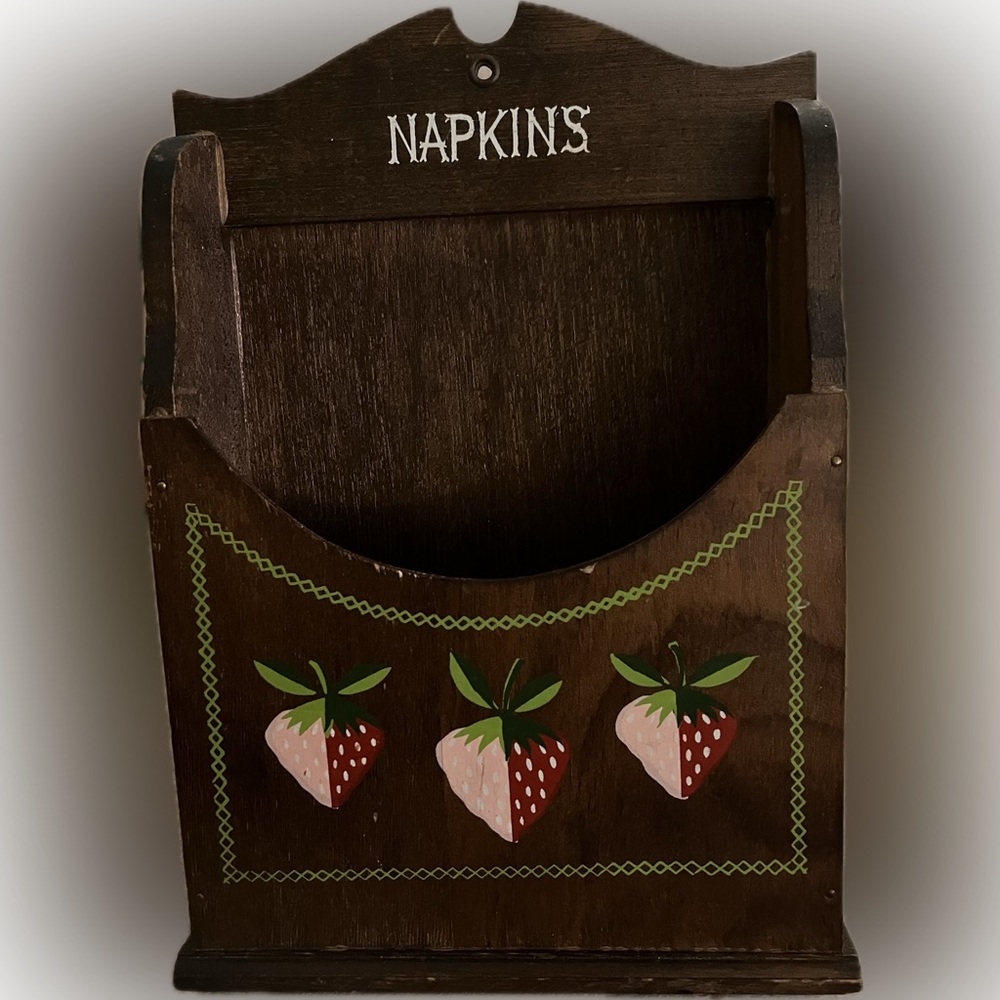 Strawberry Design Wooden Napkin Holder